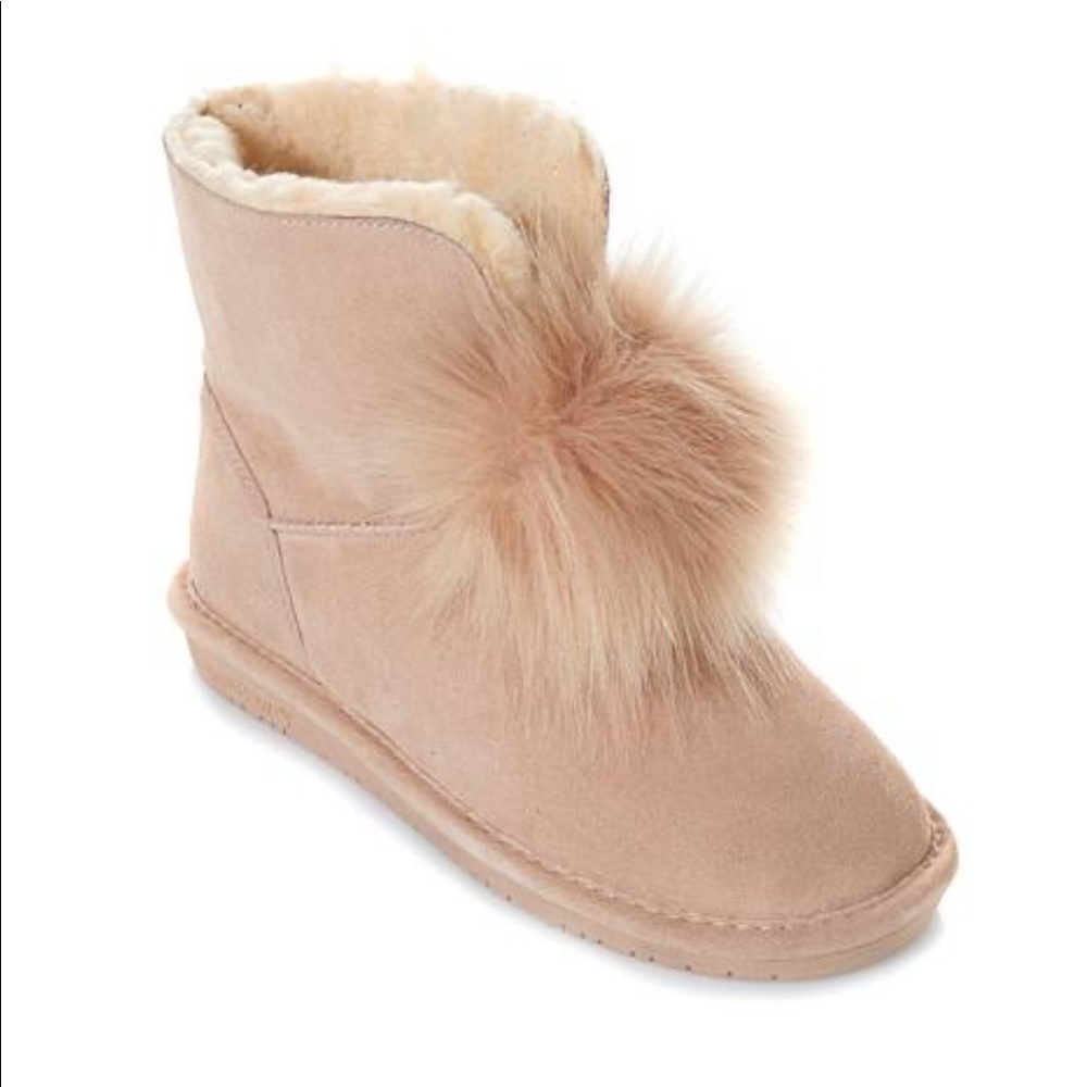 BEARPAW Suede Sheepskin Pom Pom Boot with NeverWet